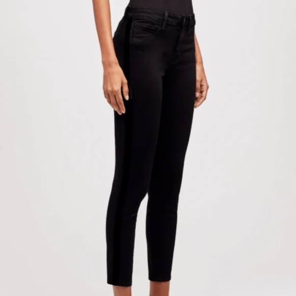 L’Agence Margot Velvet Stripe Jean in Noir High Rise Skinny Fit Womens Size 24 - Picture 3 of 7